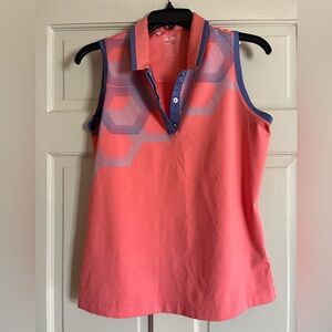 adidas Coral Sleeveless Polo Golf shirt with Purple Trim